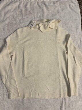 J. Crew Ivory Bow Collar Sweater - M - NWT